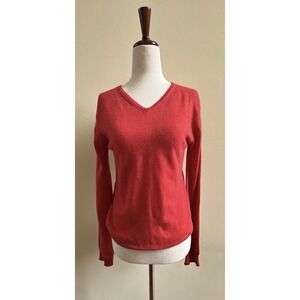 BCBG Maxazria 100% Cashmere V Neck Sweater Size M Red